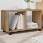 Mobiletto con Ruote Rovere Artigianale 72x33x42,5 cm Truciolato