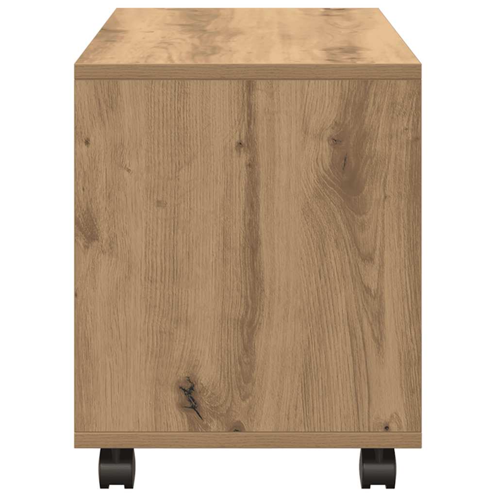 Mobiletto con Ruote Rovere Artigianale 72x33x42,5 cm Truciolato