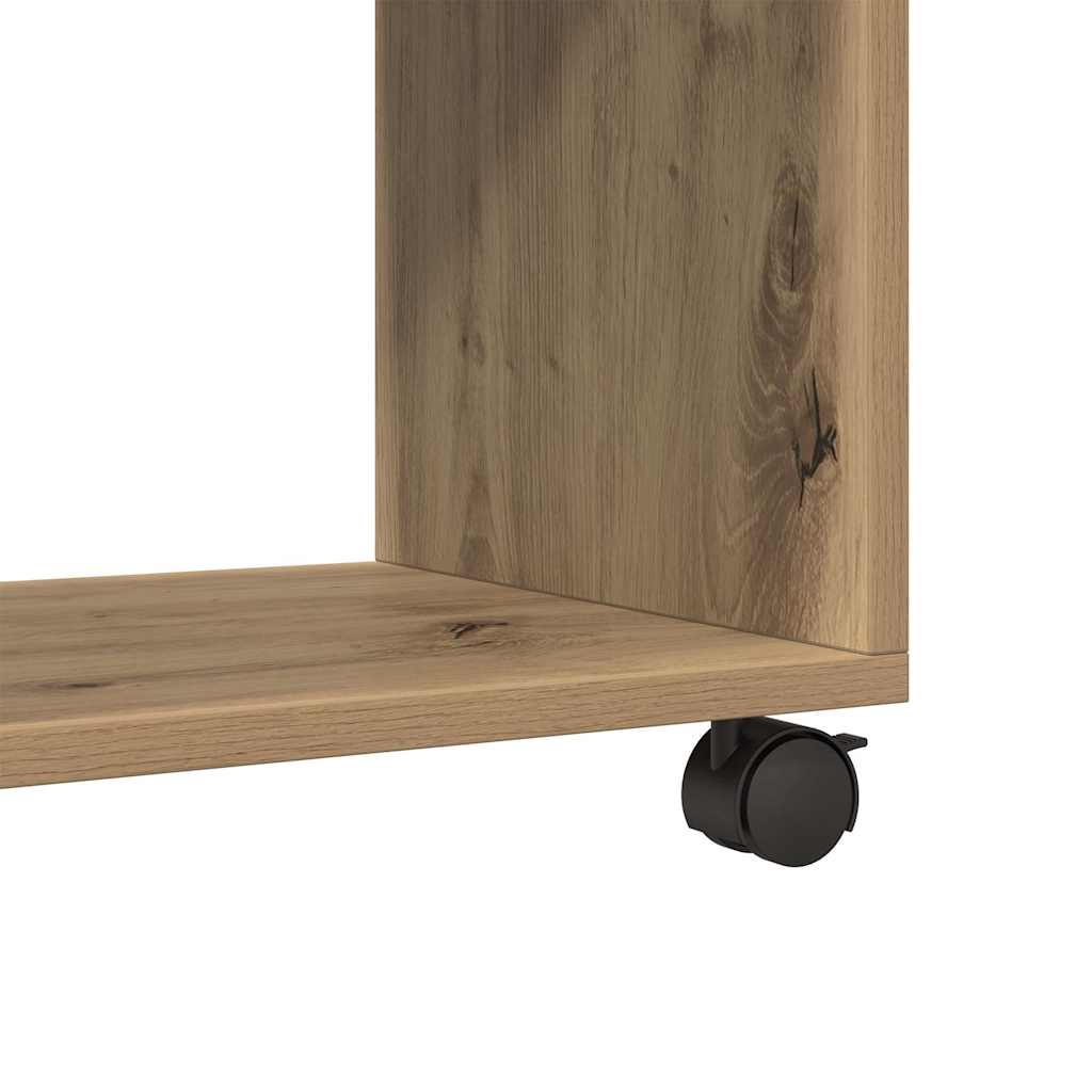 Mobiletto con Ruote Rovere Artigianale 72x33x42,5 cm Truciolato