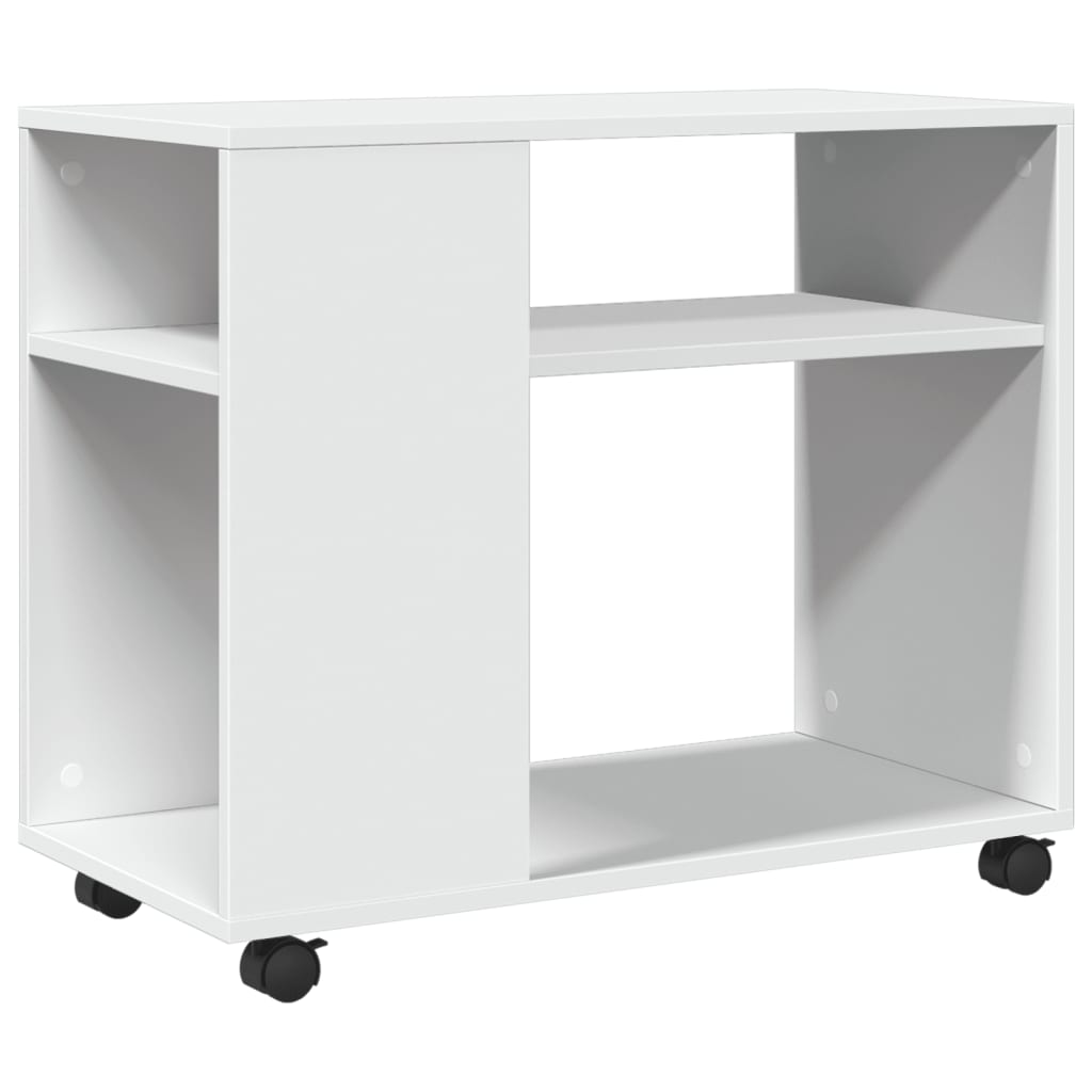 Tavolino con Ruote Bianco 70x35x60 cm in Truciolato