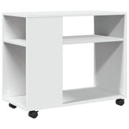 Tavolino con Ruote Bianco 70x35x60 cm in Truciolato