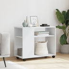 Tavolino con Ruote Bianco 70x35x60 cm in Truciolato