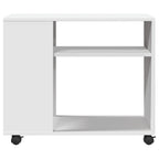Tavolino con Ruote Bianco 70x35x60 cm in Truciolato