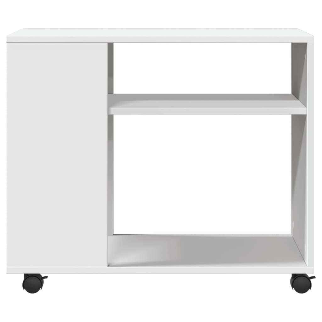 Tavolino con Ruote Bianco 70x35x60 cm in Truciolato