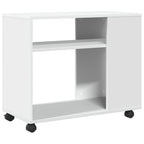 Tavolino con Ruote Bianco 70x35x60 cm in Truciolato