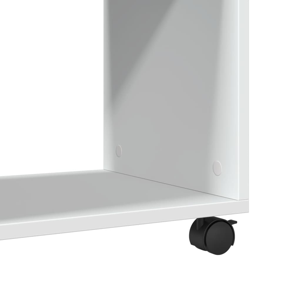 Tavolino con Ruote Bianco 70x35x60 cm in Truciolato