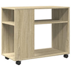 Tavolino con Ruote Rovere Sonoma 70x35x60 cm in Truciolato