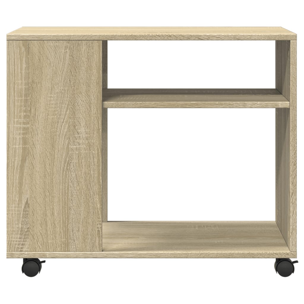Tavolino con Ruote Rovere Sonoma 70x35x60 cm in Truciolato