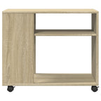 Tavolino con Ruote Rovere Sonoma 70x35x60 cm in Truciolato