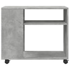 Tavolino con Ruote Grigio Cemento 70x35x60 cm in Truciolato
