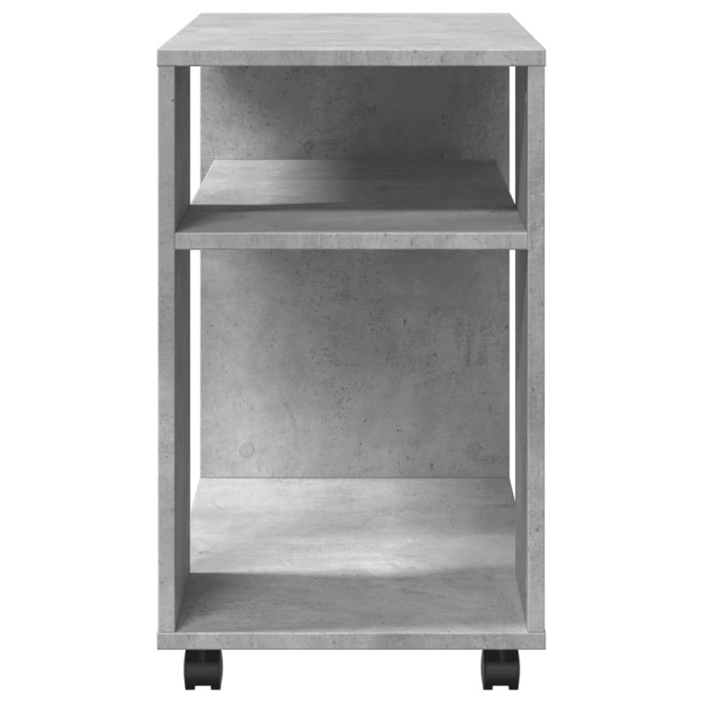 Tavolino con Ruote Grigio Cemento 70x35x60 cm in Truciolato