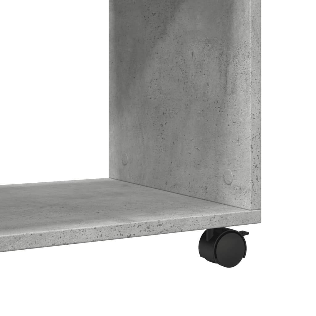 Tavolino con Ruote Grigio Cemento 70x35x60 cm in Truciolato