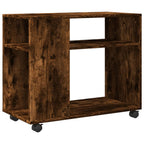 Tavolino con Ruote Rovere Fumo 70x35x60 cm in Truciolato