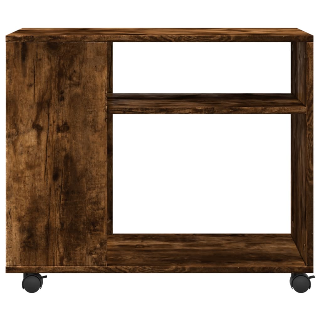 Tavolino con Ruote Rovere Fumo 70x35x60 cm in Truciolato