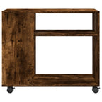 Tavolino con Ruote Rovere Fumo 70x35x60 cm in Truciolato