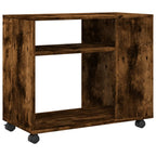 Tavolino con Ruote Rovere Fumo 70x35x60 cm in Truciolato