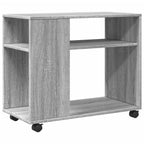 Tavolino con Ruote Grigio Sonoma 70x35x60 cm in Truciolato