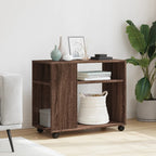 Tavolino con Ruote Rovere Marrone 70x35x60 cm in Truciolato