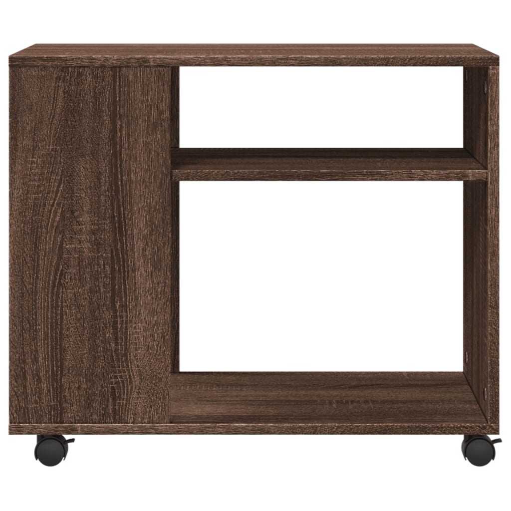 Tavolino con Ruote Rovere Marrone 70x35x60 cm in Truciolato