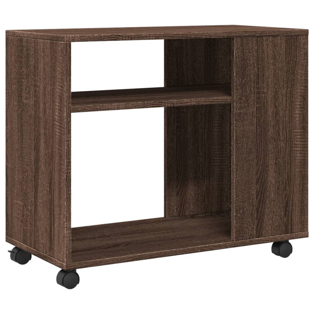 Tavolino con Ruote Rovere Marrone 70x35x60 cm in Truciolato