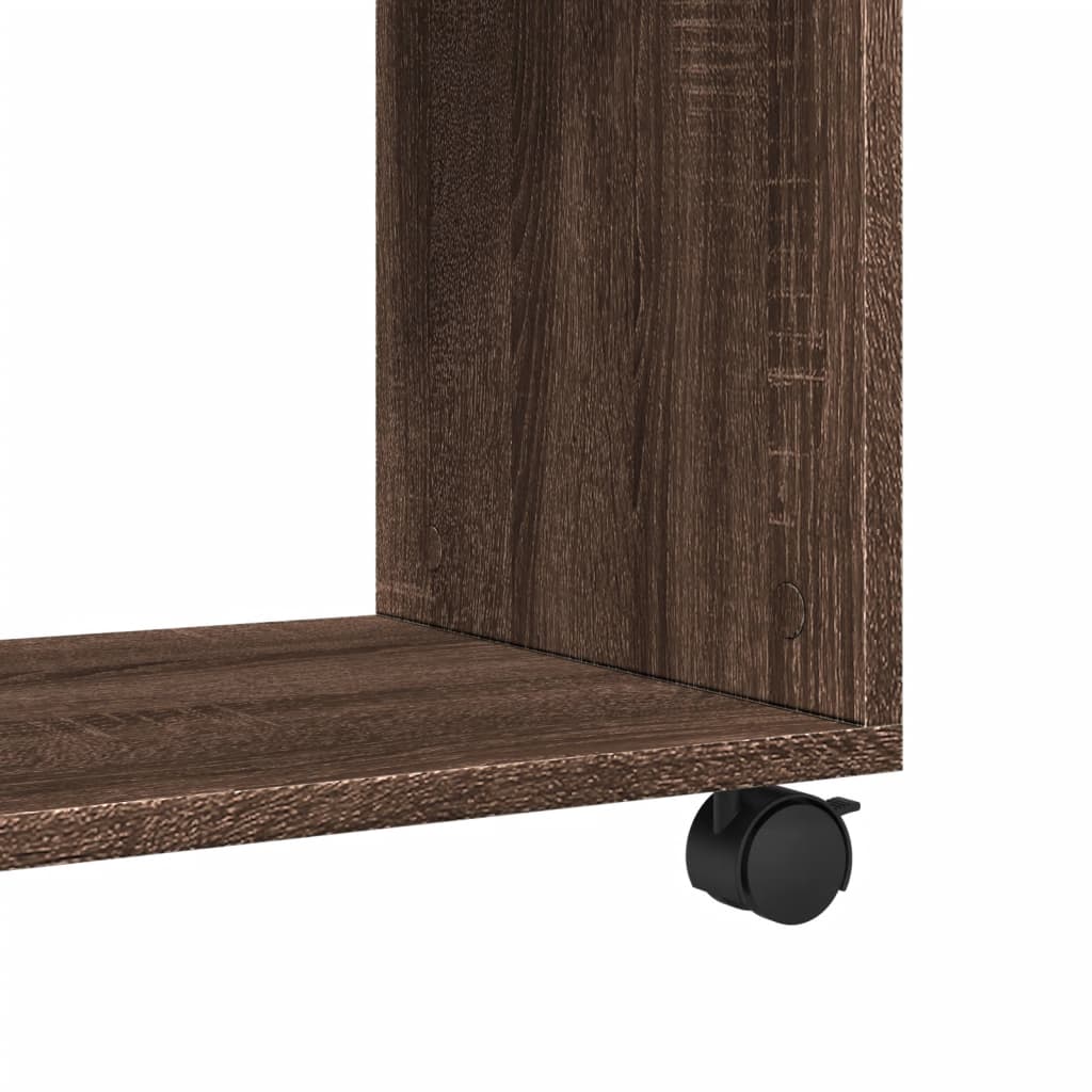 Tavolino con Ruote Rovere Marrone 70x35x60 cm in Truciolato