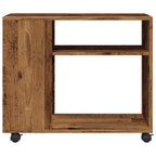 Tavolino con Ruote Legno Antico 70x35x60cm in Truciolato