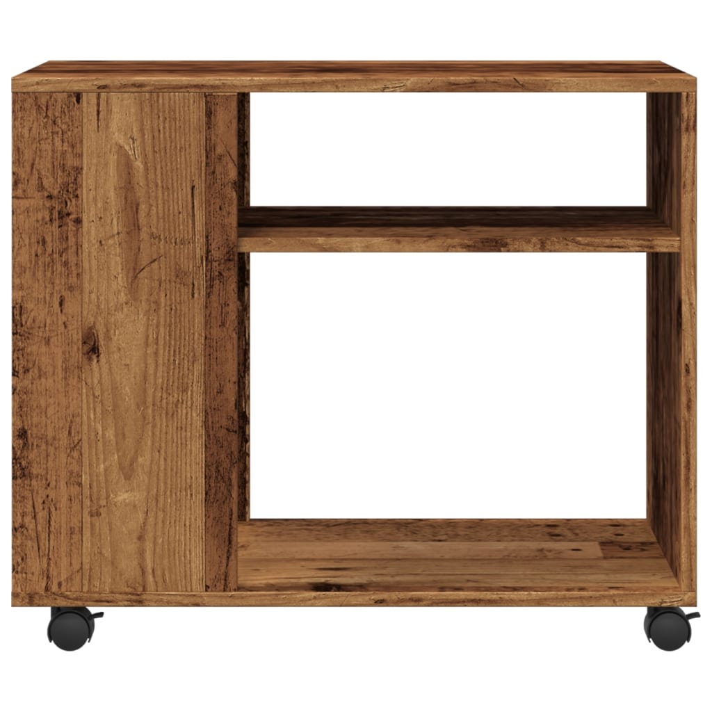 Tavolino con Ruote Legno Antico 70x35x60cm in Truciolato