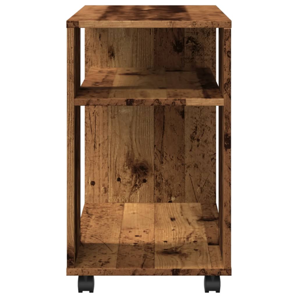 Tavolino con Ruote Legno Antico 70x35x60cm in Truciolato