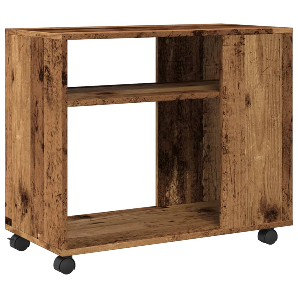 Tavolino con Ruote Legno Antico 70x35x60cm in Truciolato