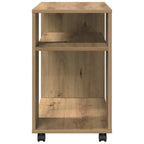 Tavolino con Ruote Rovere Artigianale 70x35x60 cm in Truciolato