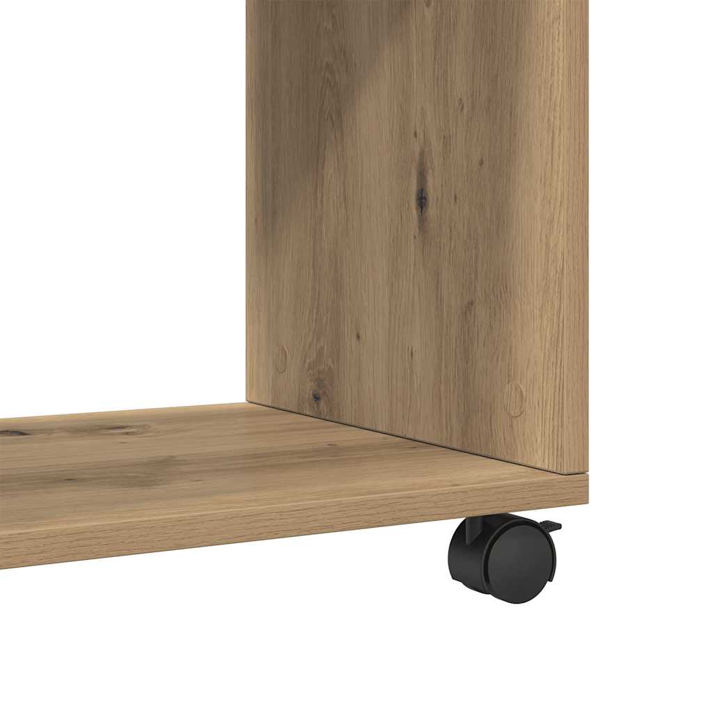 Tavolino con Ruote Rovere Artigianale 70x35x60 cm in Truciolato