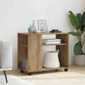 Tavolino con Ruote Rovere Artigianale 70x35x60 cm in Truciolato