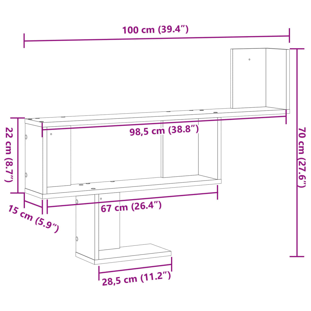 Scaffale a Parete Bianco 100x15x70 cm in Legno Multistrato