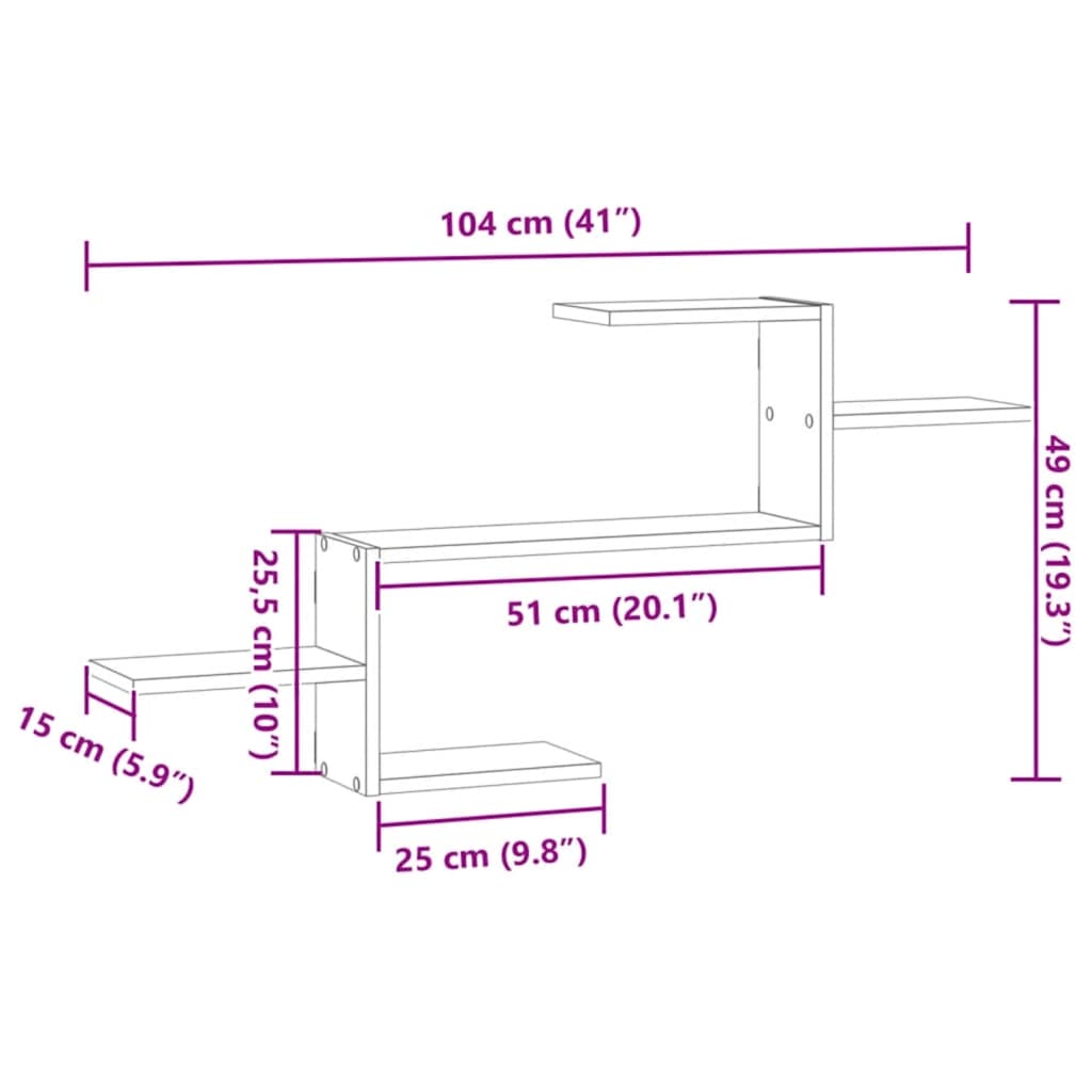 Scaffale a Parete Rovere Artigianale 104x15x49 cm in Truciolato