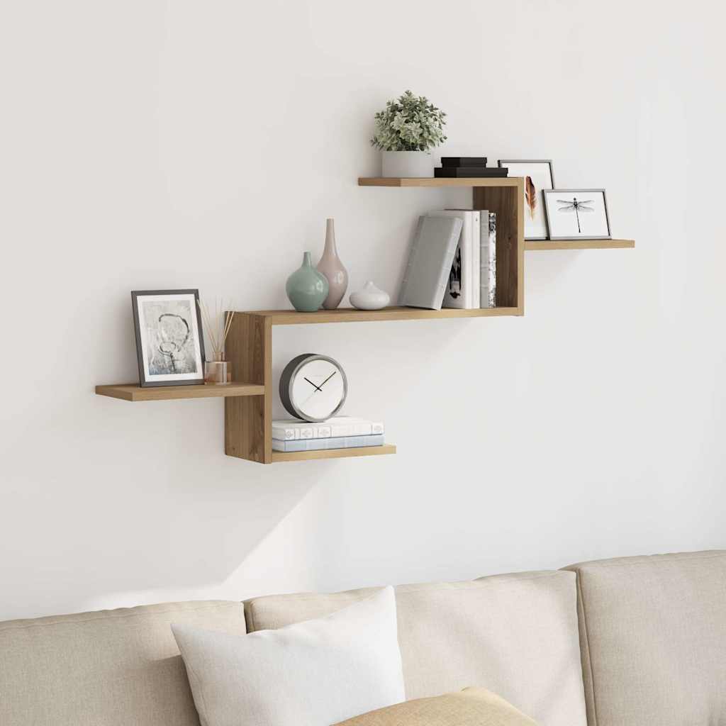 Scaffale a Parete Rovere Artigianale 104x15x49 cm in Truciolato