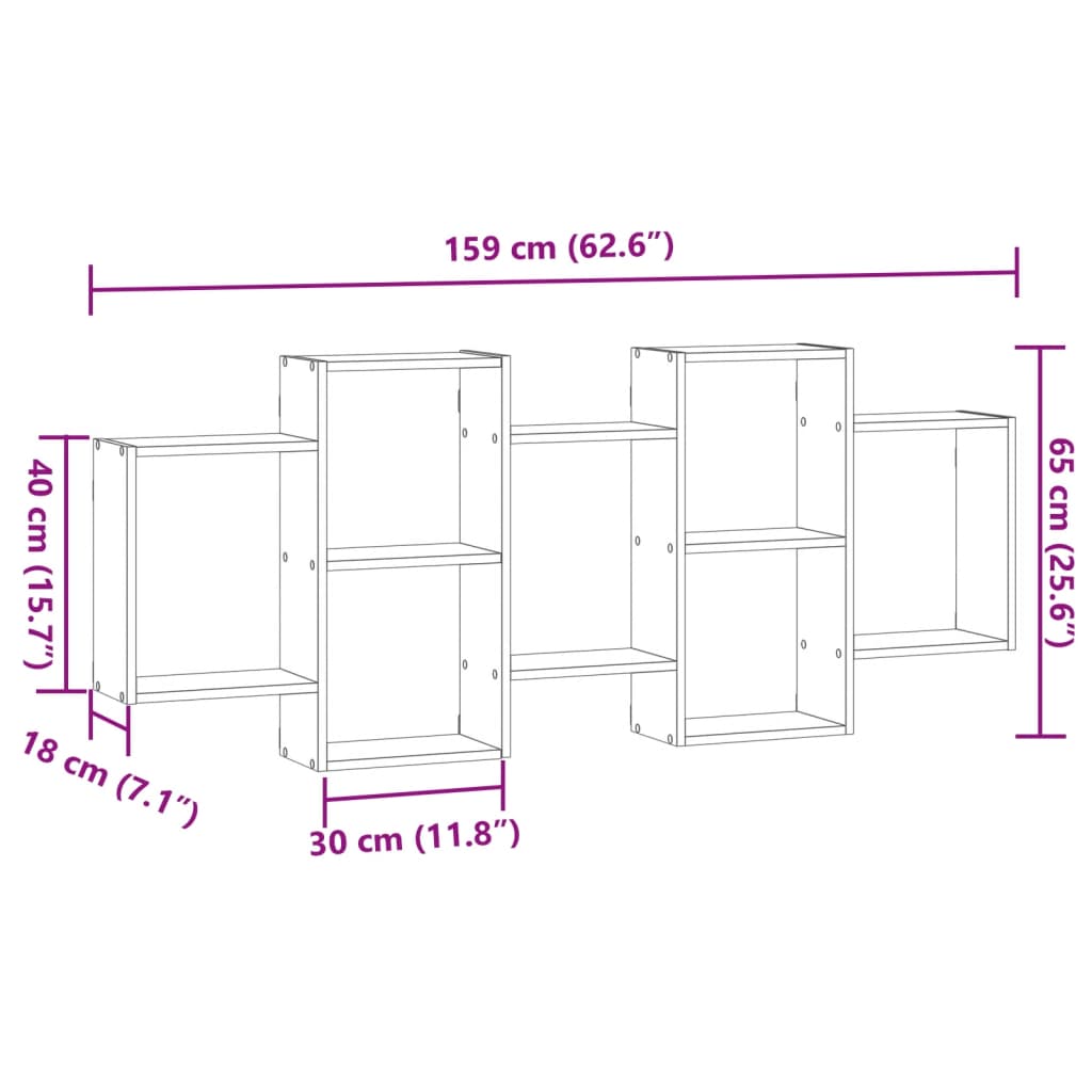 Scaffale a Parete Bianco 159x18x65 cm in Legno Multistrato