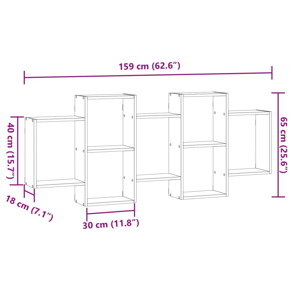 Scaffale a Parete Rovere Marrone 159x18x65 cm in Truciolato