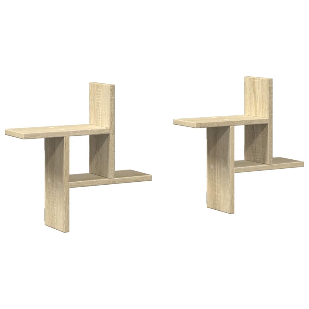 Mensole Parete 2pz Rovere Sonoma 38x12x38 cm in Truciolato