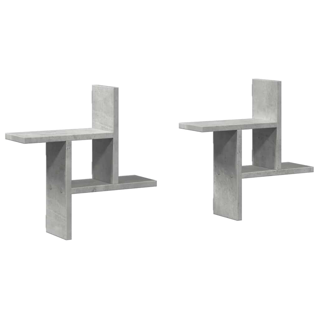 Mensole a Muro 2pz Grigio Cemento 38x12x38 cm in Truciolato