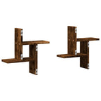 Mensole da Parete 2pz Rovere Fumo 38x12x38 cm in Truciolato