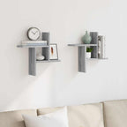 Mensole a Parete 2pz Grigio Sonoma 38x12x38 cm in Truciolato
