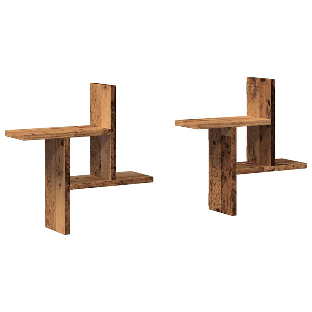 Mensole da Parete 2pz Legno Vecchio 38x12x38 cm in Truciolato