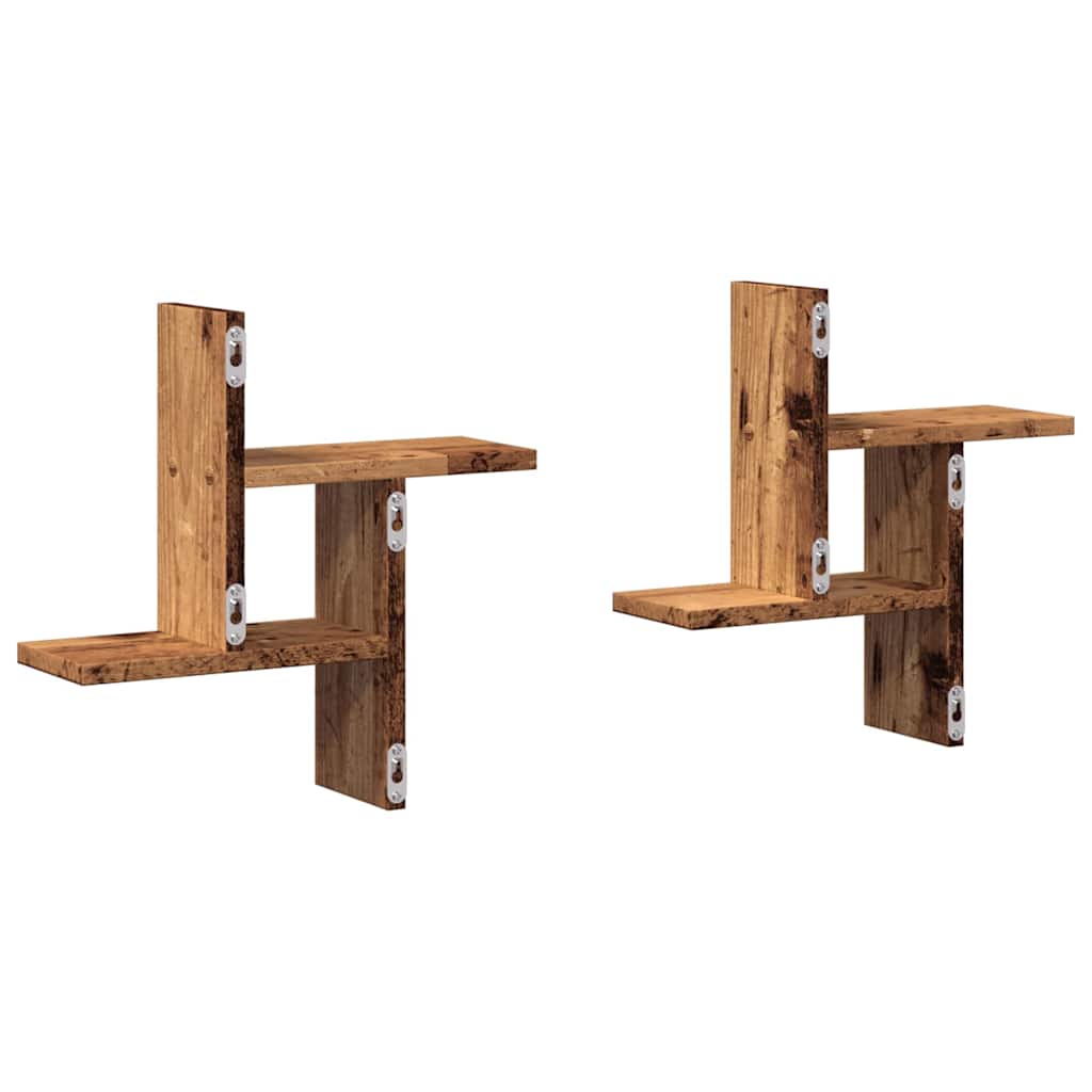 Mensole da Parete 2pz Legno Vecchio 38x12x38 cm in Truciolato
