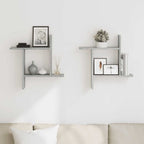 Mensole a Parete 2pz Grigio Sonoma 50x12x50 cm in Truciolato
