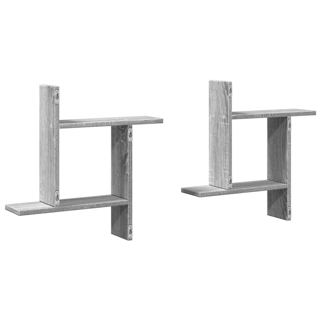 Mensole a Parete 2pz Grigio Sonoma 50x12x50 cm in Truciolato