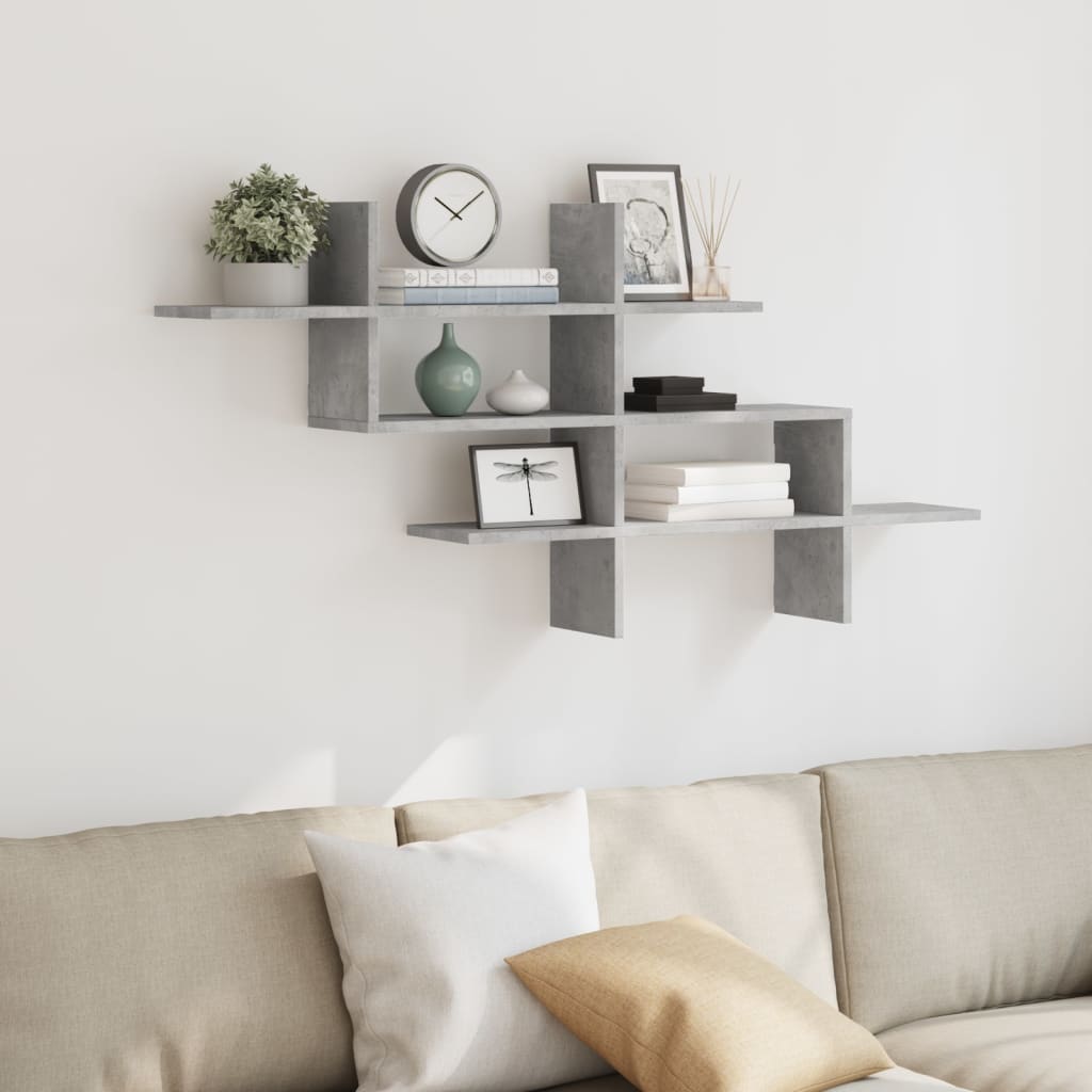 Scaffale a Muro Grigio Cemento 124,5x18x60,5 cm in Truciolato