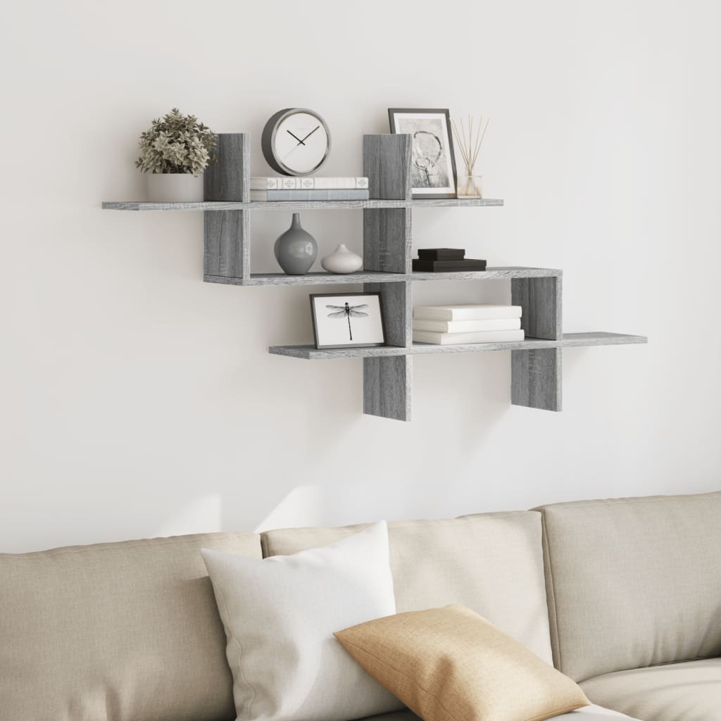 Mensola a Muro Grigio Sonoma 124,5x18x60,5 cm in Truciolato