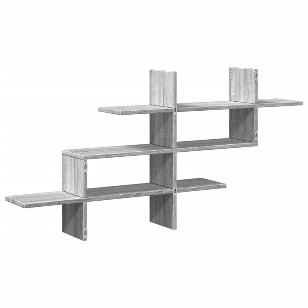 Mensola a Muro Grigio Sonoma 124,5x18x60,5 cm in Truciolato