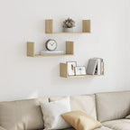 Mensole Parete 2pz Rovere Sonoma 58x18x18 cm in Truciolato