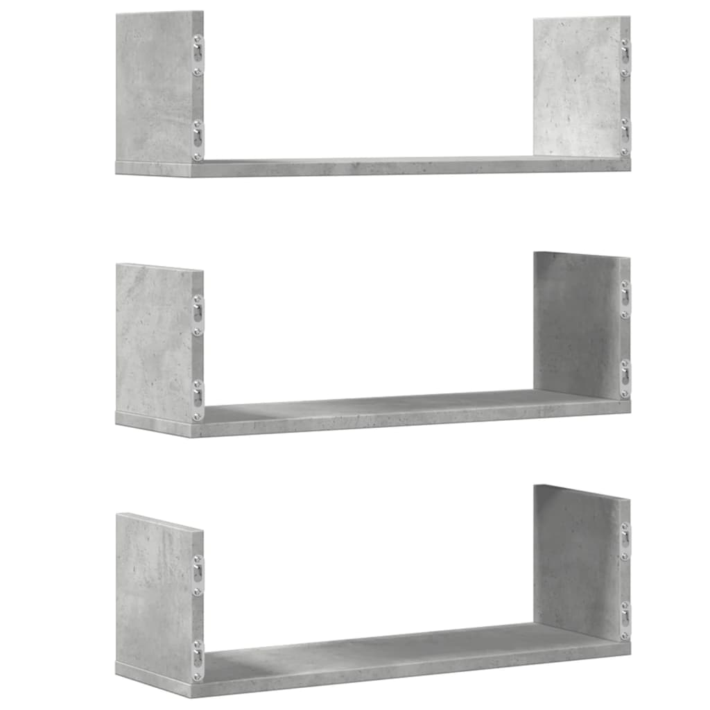 Mensole a Muro 2pz Grigio Cemento 58x18x18 cm in Truciolato